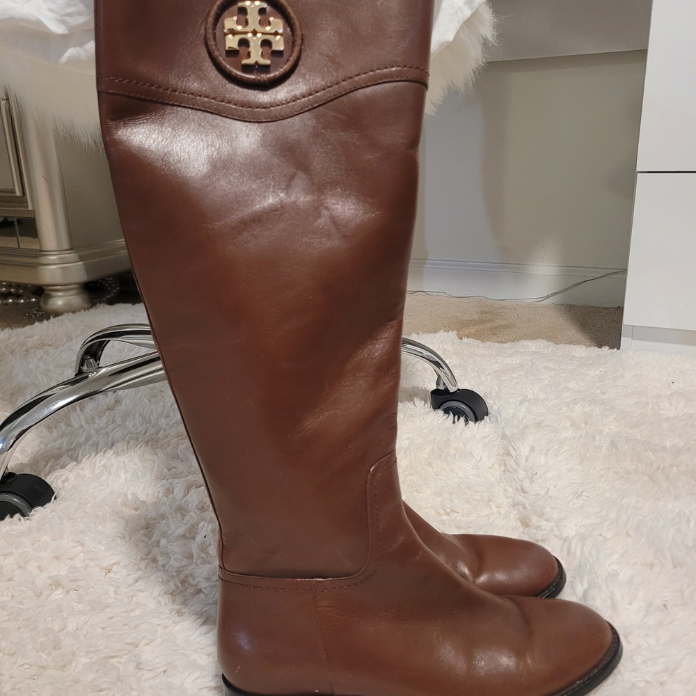 Tory Burch Brown Leather Riding Boots